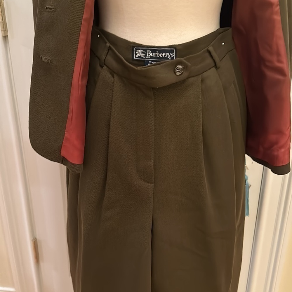 Burberrys Vintage Olive Green Wool Blend Pant Suit 6-10 - Picture 3 of 16